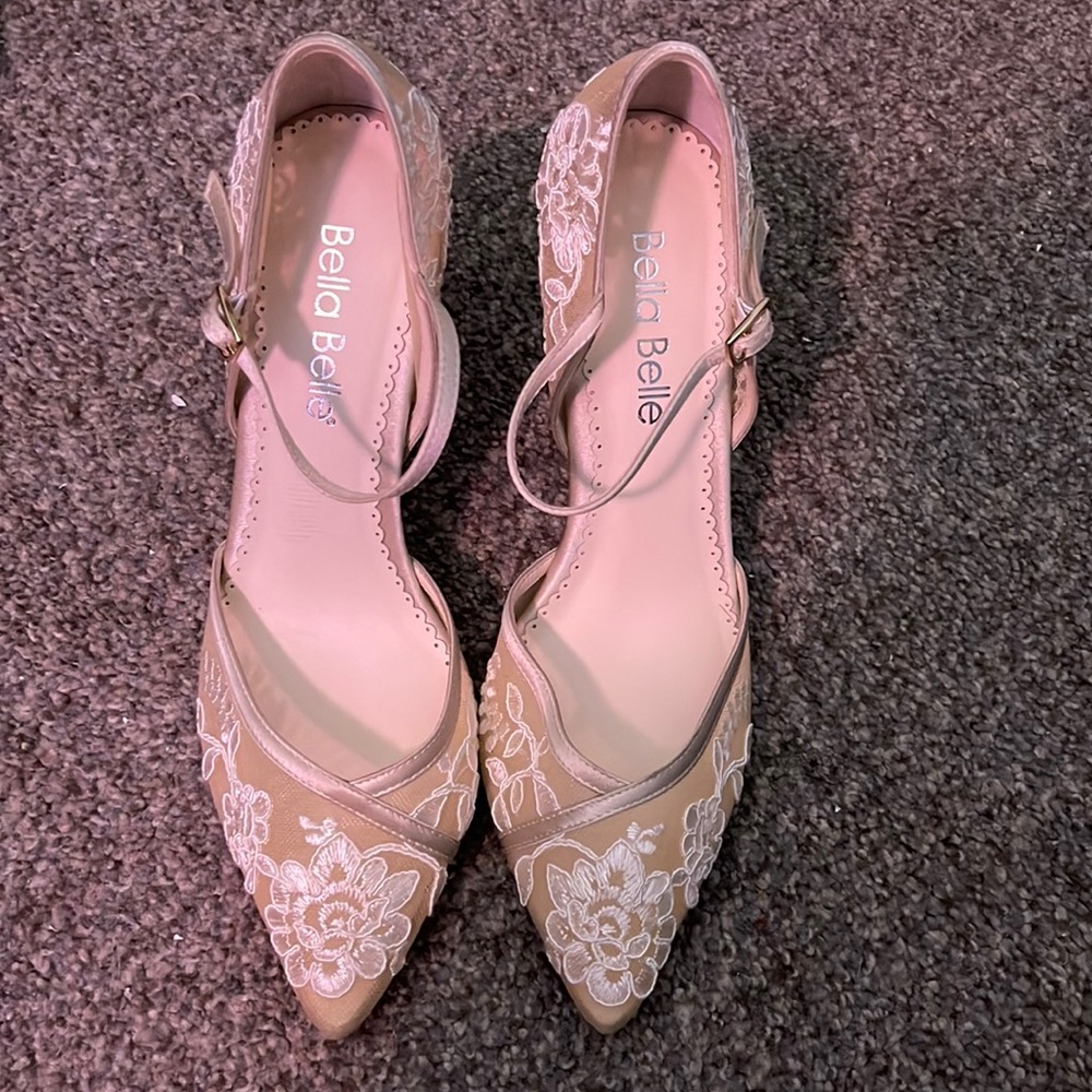 Belle Belle D'Orsay Wedding Shoe Nude Lace Heels